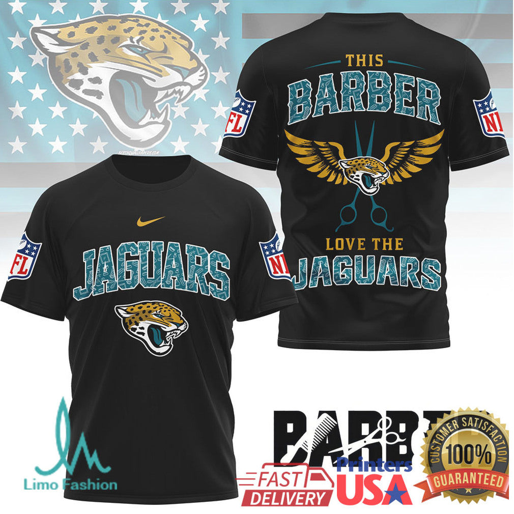 This Barber Love The Jaguars NFL Custom Barber Shop Shirt - Limotees LLC