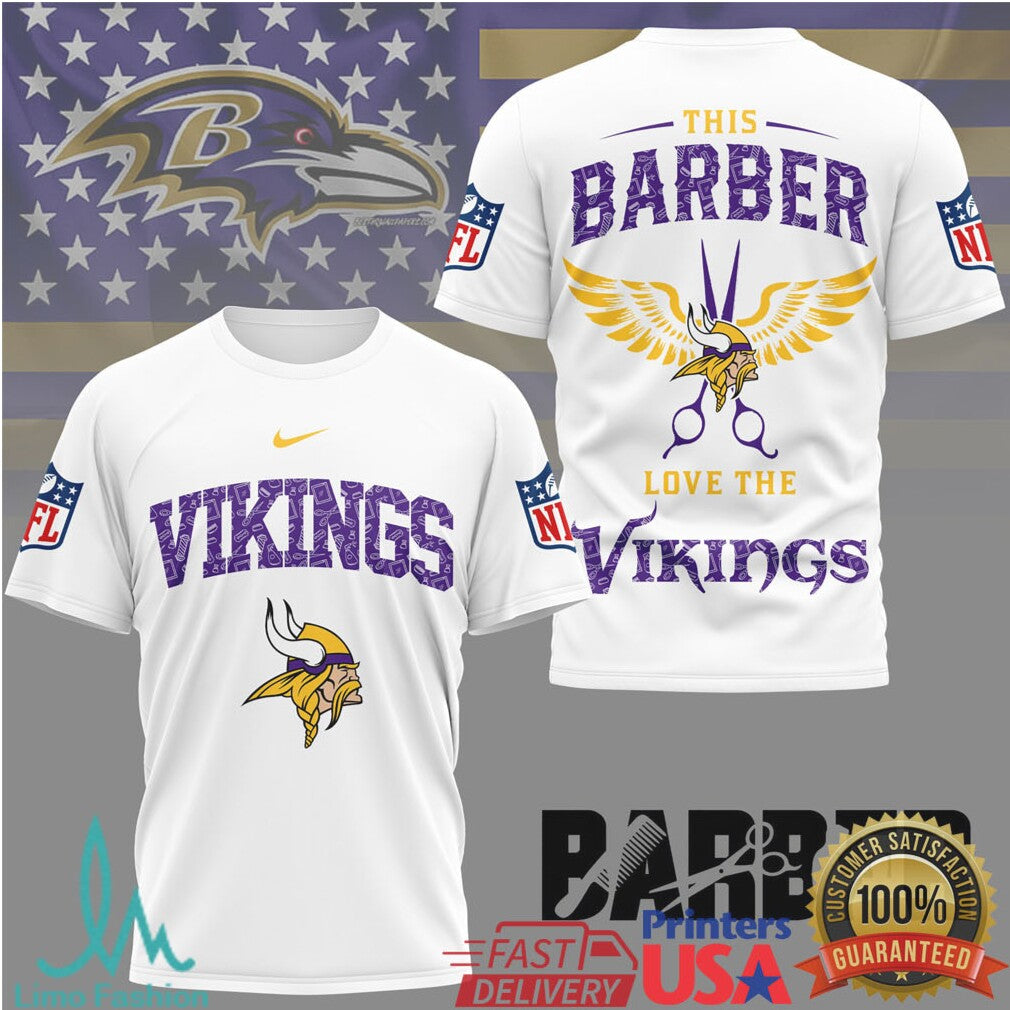 This Barber Love The Vikings NFL Custom Barber T Shirt - Limotees LLC