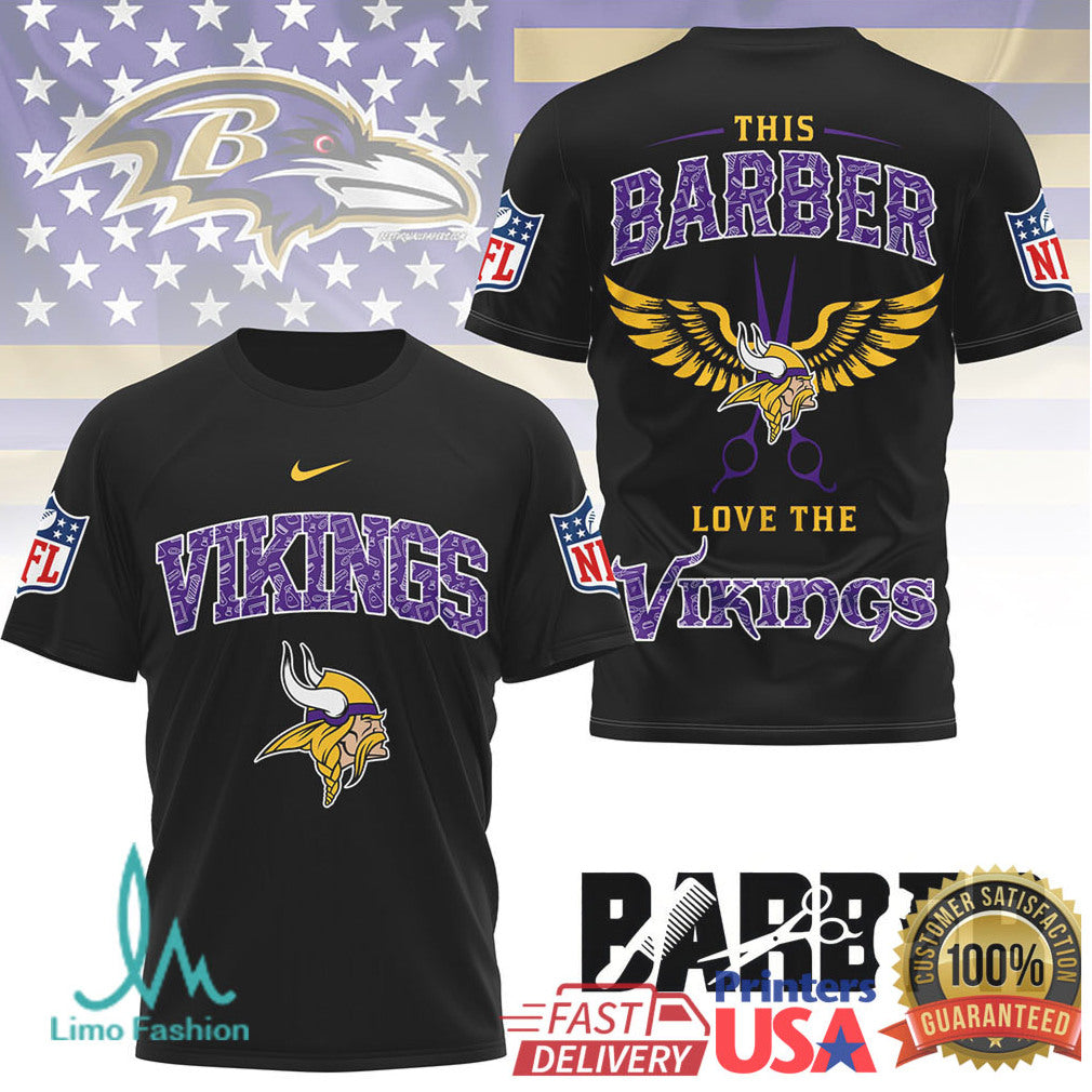 This Barber Love The Vikings NFL Custom Barber T Shirt - Limotees LLC