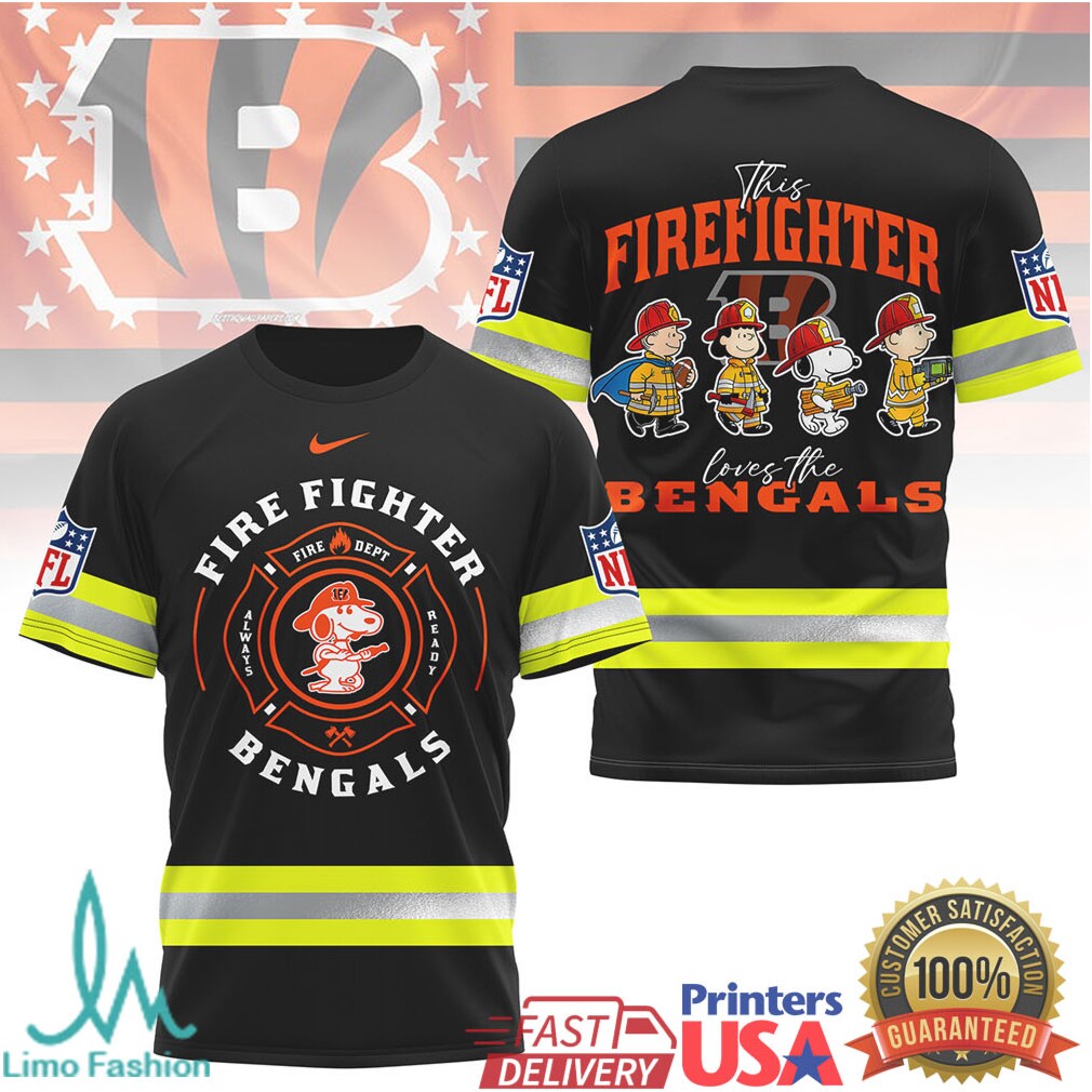 This Firefighter Loves The Cincinnati Bengals Snoopy NFL T Shirt - Limotees LLC
