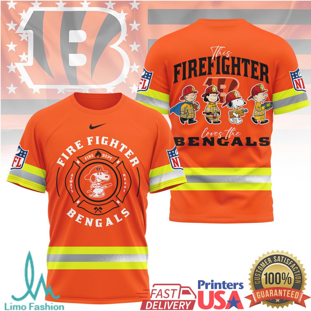 This Firefighter Loves The Cincinnati Bengals Snoopy NFL T Shirt - Limotees LLC