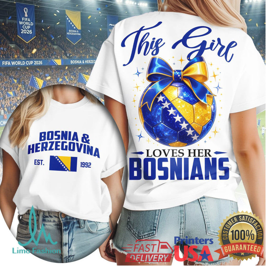 This Girl Loves Her Bosnians Soccer Ribbon Fan T Shirt