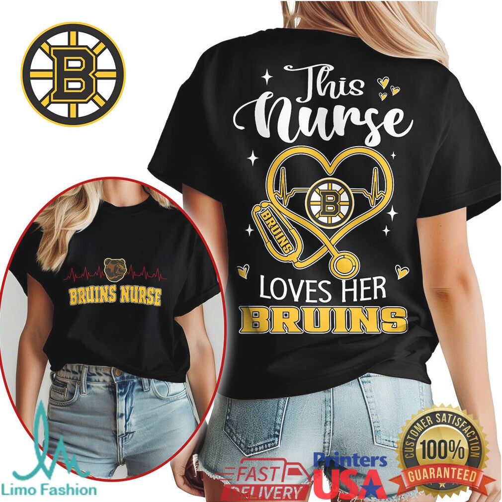 This Nurse Loves Her Bruins T Shirt Boston Hockey Fan Nurse T Shirt