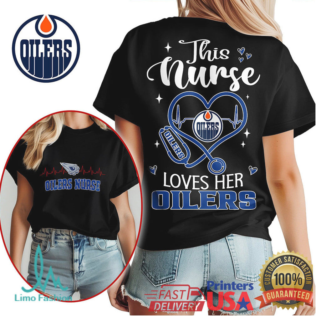 This Nurse Loves Her Oilers T Shirt Edmonton Hockey Fan Nurse Gift - Limotees LLC