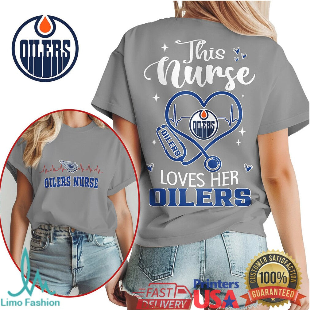 This Nurse Loves Her Oilers T Shirt Edmonton Hockey Fan Nurse Gift - Limotees LLC