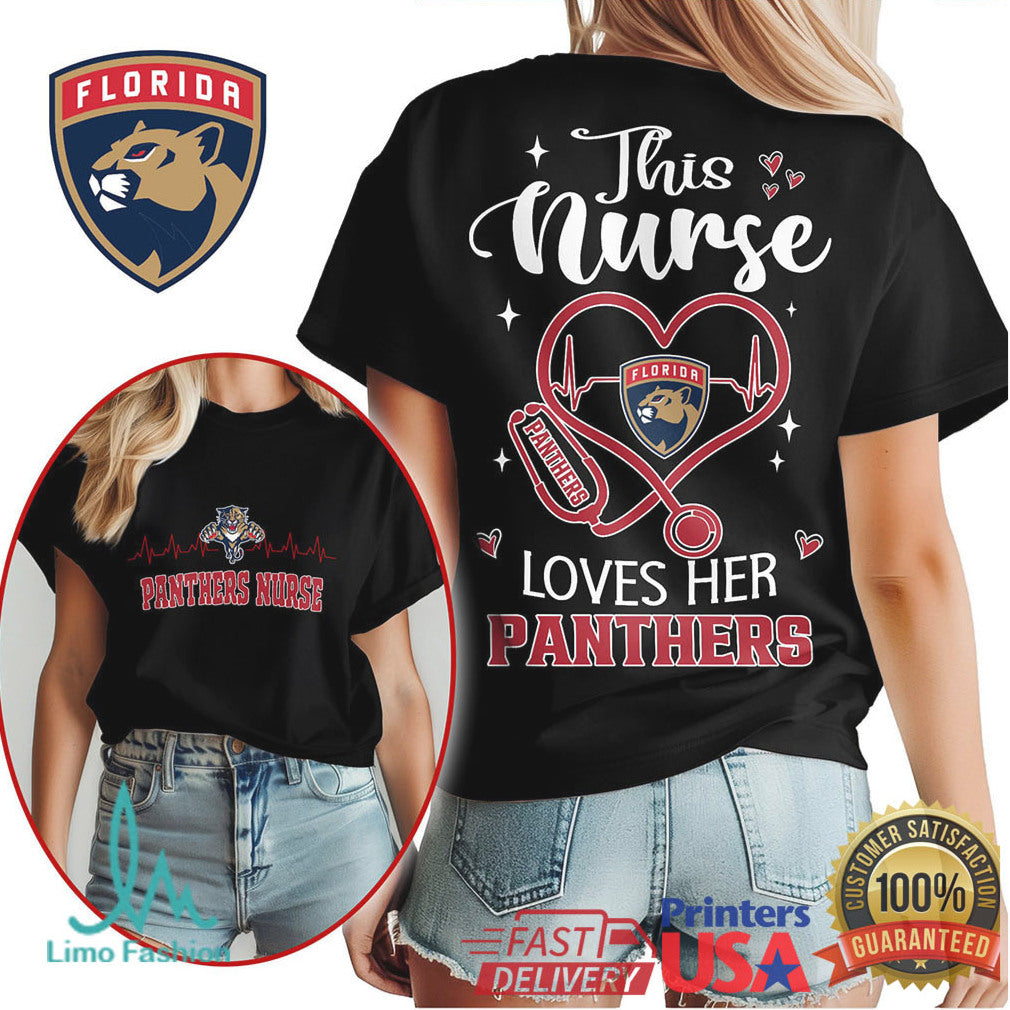 This Nurse Loves Her Panthers T Shirt Florida Hockey Fan Nurse T Shirt - Limotees LLC
