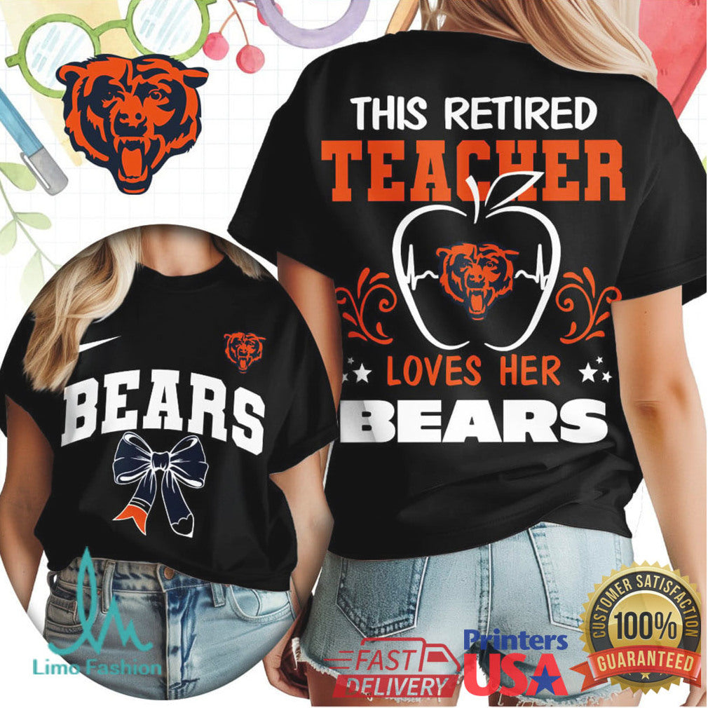This Retired Teacher Loves Her Chicago Bears Football T Shirt - Limotees LLC