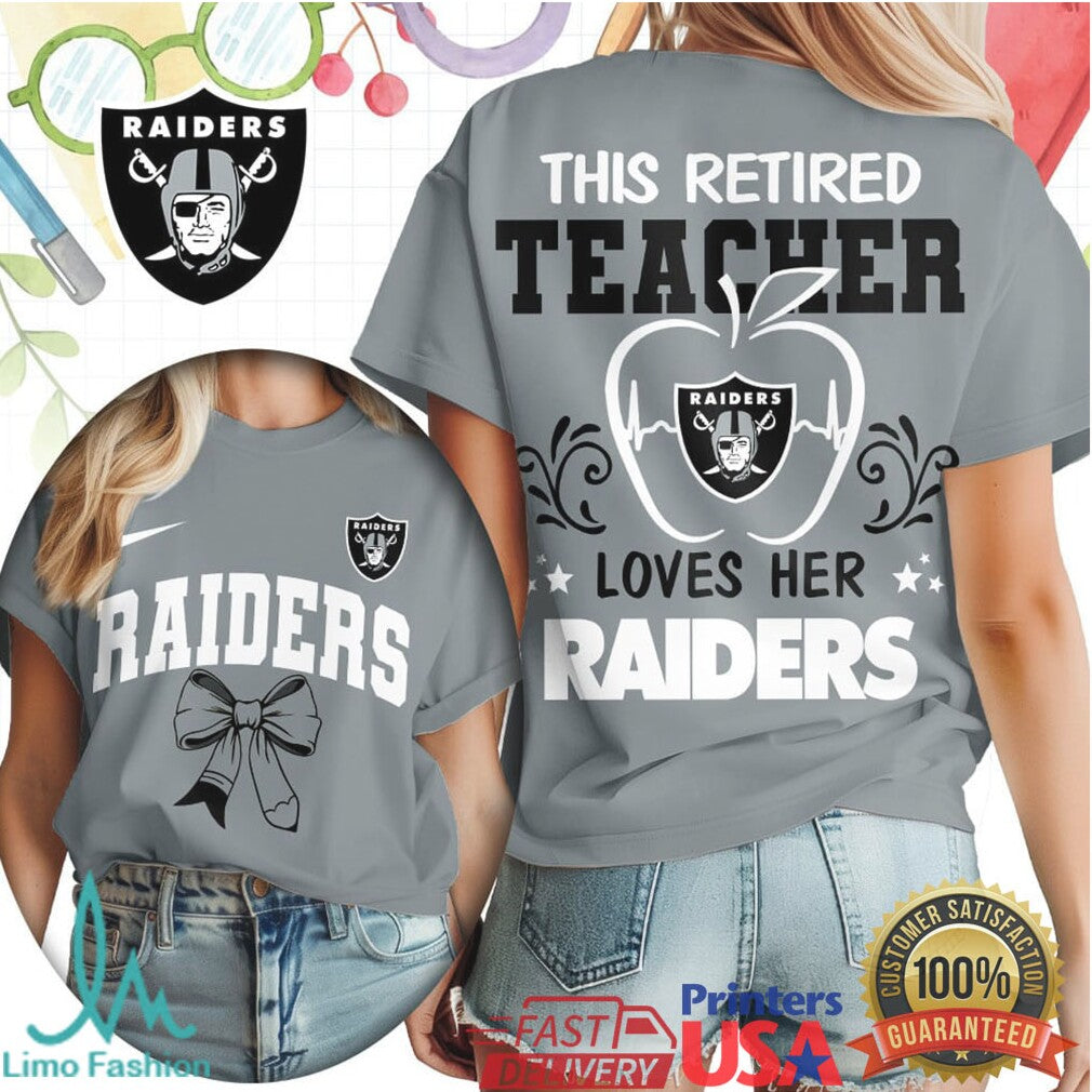 This Retired Teacher Loves Her Las Vegas Raiders Game Day T Shirt - Limotees LLC