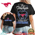 This Teacher Loves Her Mustangs School Spirit Apple Graphic T Shirt - Limotees LLC
