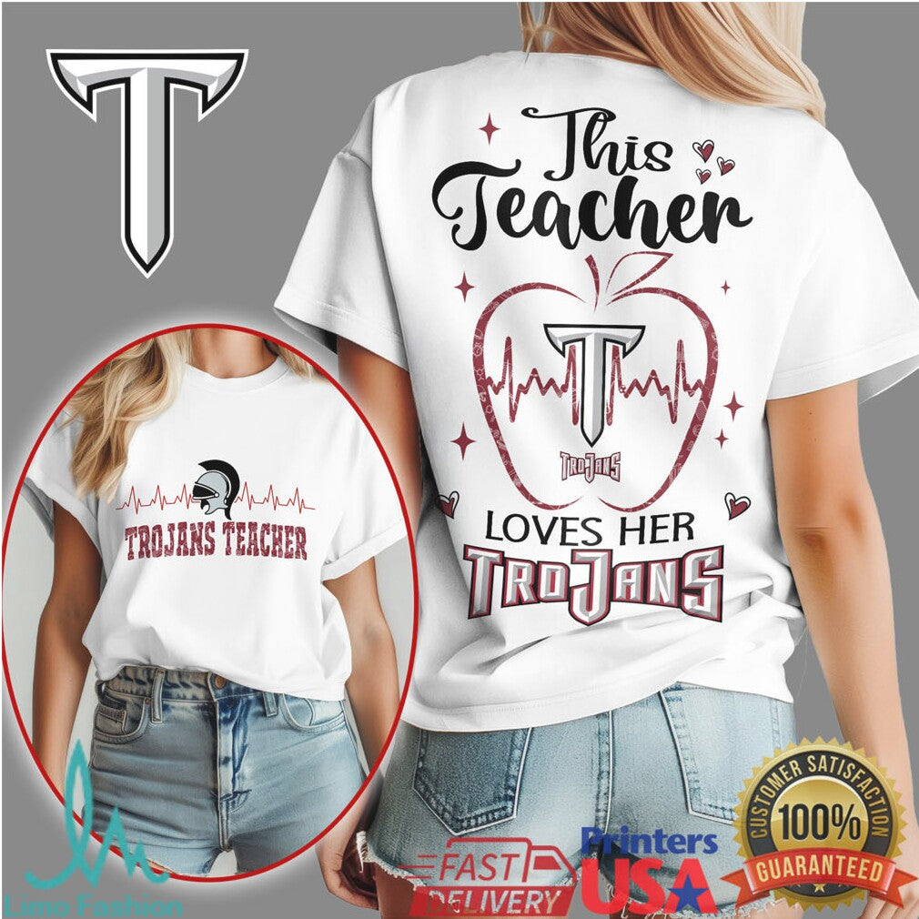 This Teacher Loves Her Trojans Personalized School Spirit T Shirt - Limotees LLC