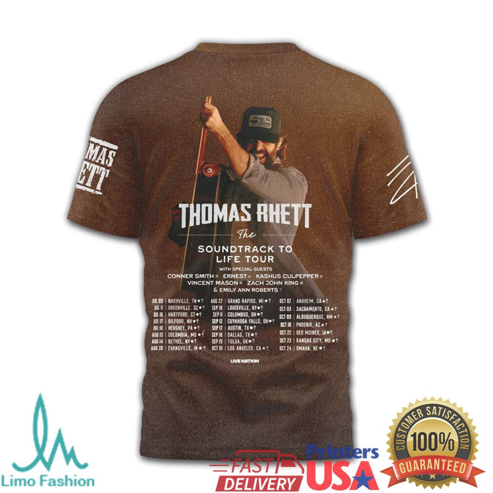 Thomas Rhett Soundtrack to Life Tour Dates Brown Graphic T Shirt - Limotees LLC