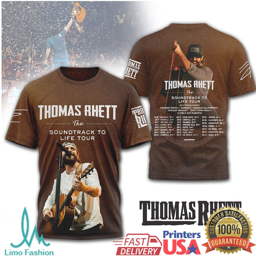 Thomas Rhett Soundtrack to Life Tour Dates Brown Graphic T Shirt - Limotees LLC