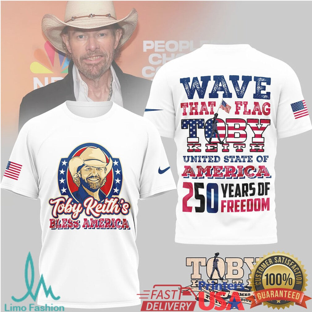 Toby Keith Bless America 250 Years of Freedom Memorial Tribute T Shirt - Limotees LLC