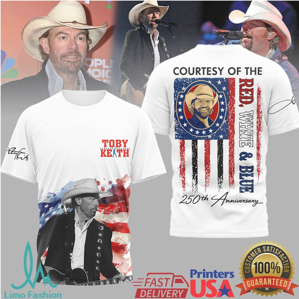Toby Keith Courtesy of the Red White & Blue 250th Anniversary Tribute T Shirt - Limotees LLC