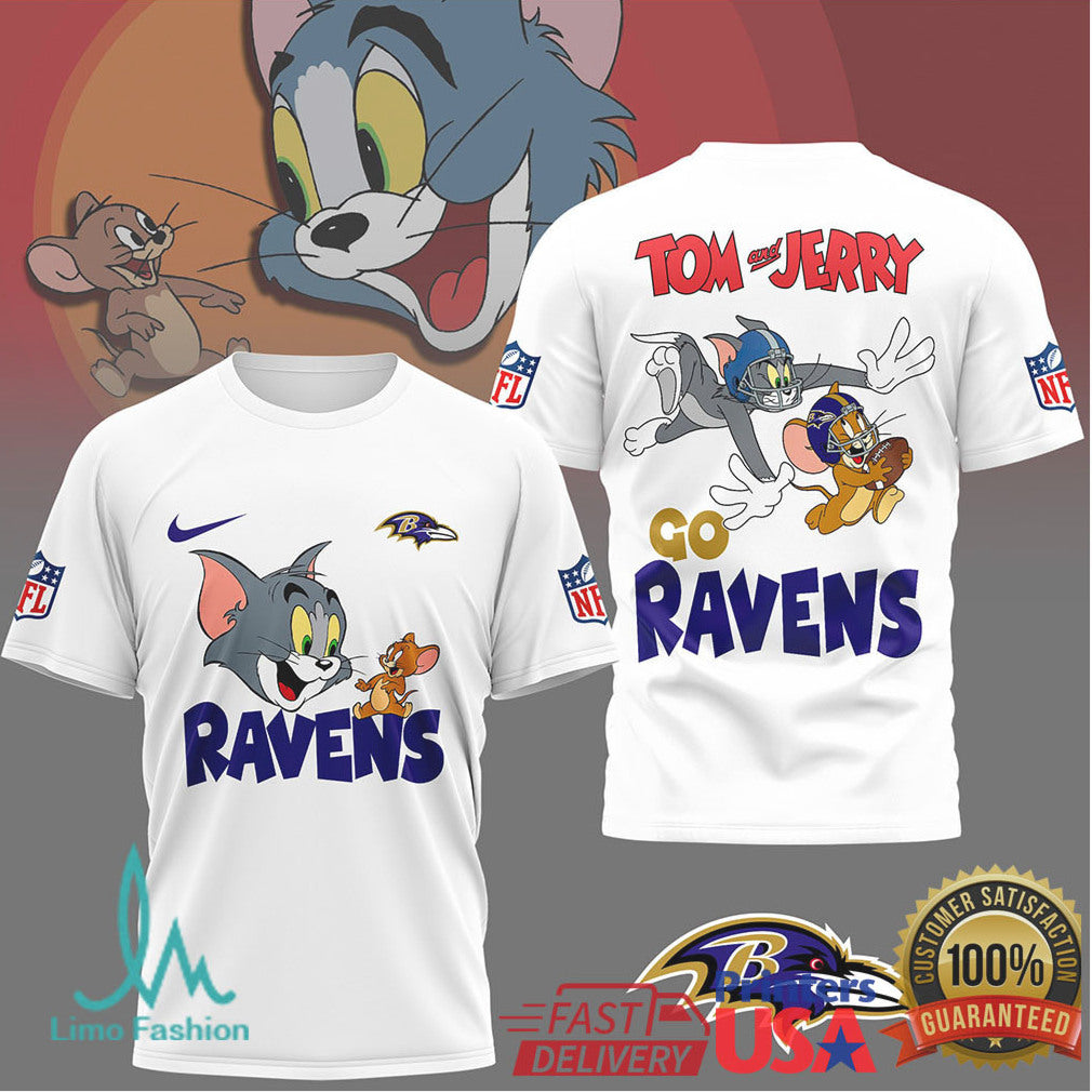 Tom and Jerry Baltimore Ravens NFL Team Spirit T Shirt - Limotees LLC