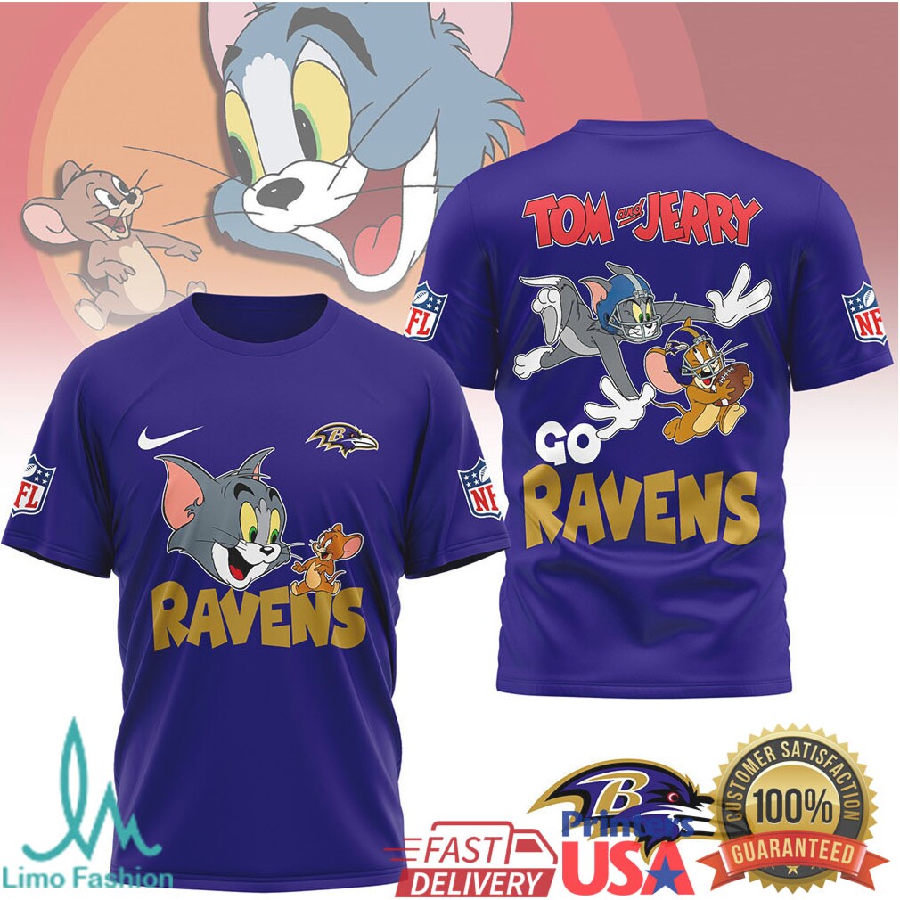 Tom and Jerry Baltimore Ravens NFL Team Spirit T Shirt - Limotees LLC