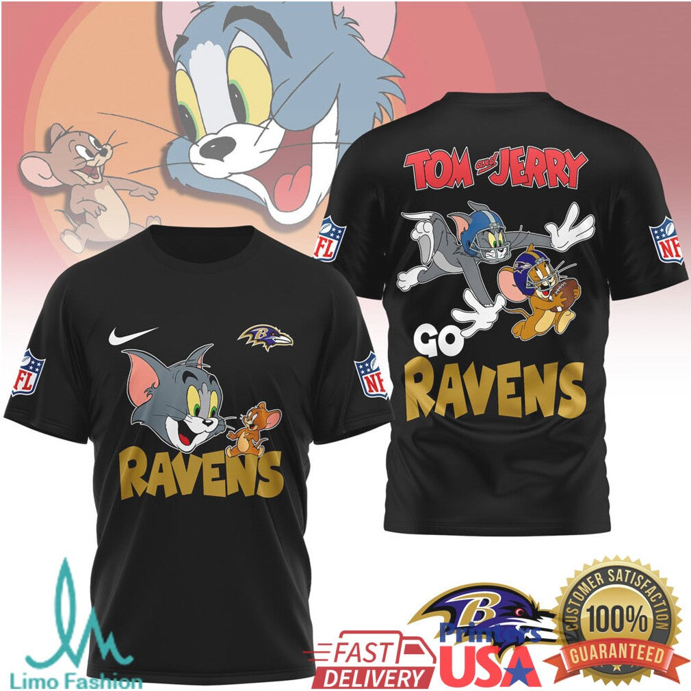 Tom and Jerry Baltimore Ravens NFL Team Spirit T Shirt - Limotees LLC