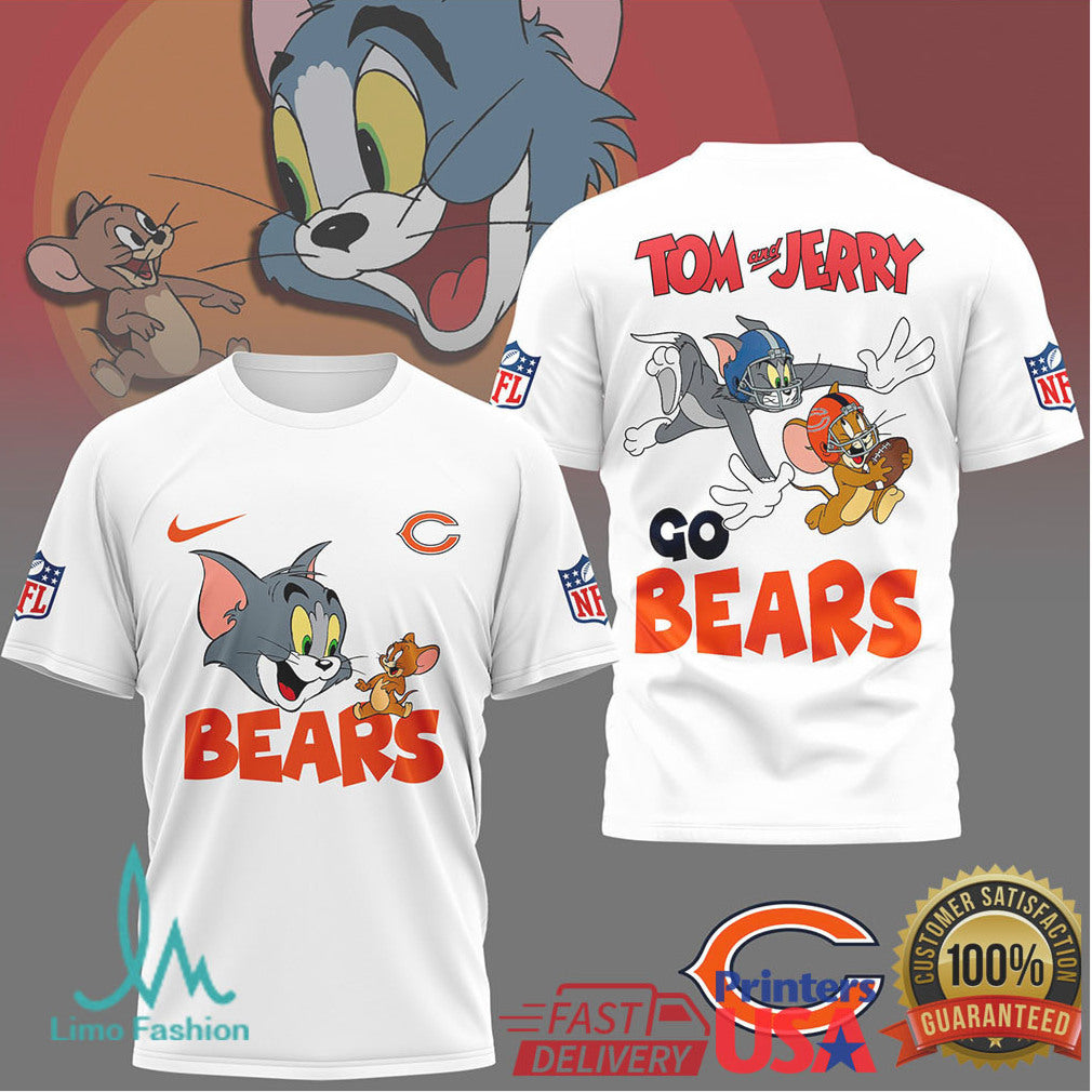 Tom and Jerry Chicago Bears NFL Fan Character T Shirt - Limotees LLC