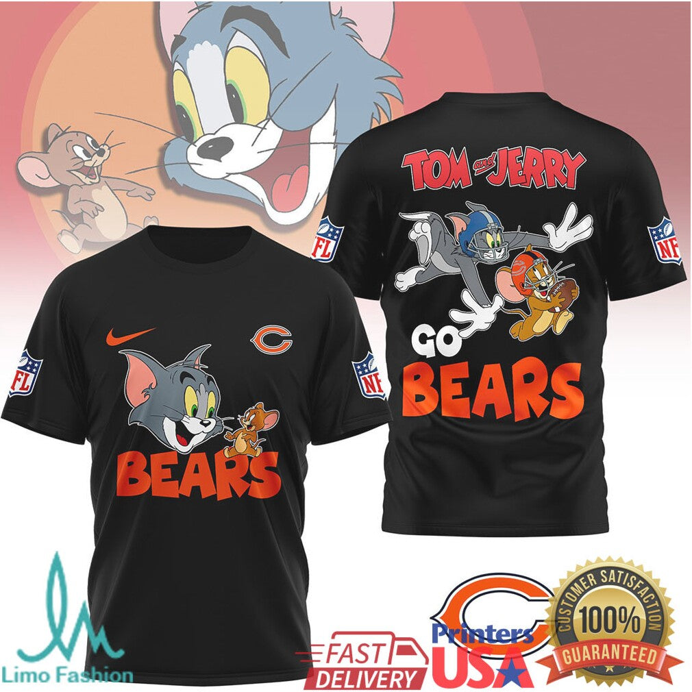 Tom and Jerry Chicago Bears NFL Fan Character T Shirt - Limotees LLC