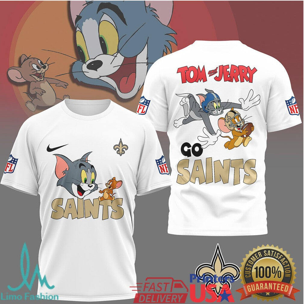 Tom and Jerry New Orleans Saints NFL Graphic Sportswear - Limotees LLC