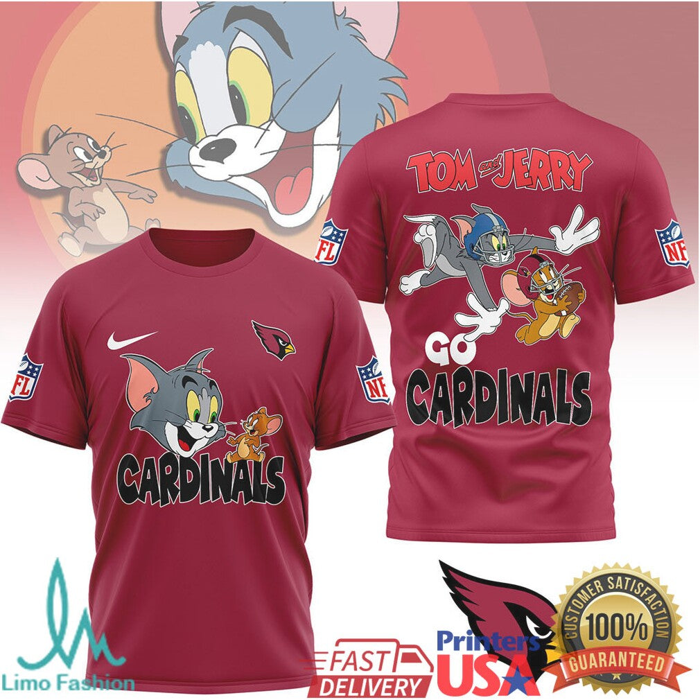 Tom and Jerry x Arizona Cardinals NFL Fun Character Sports T shirt