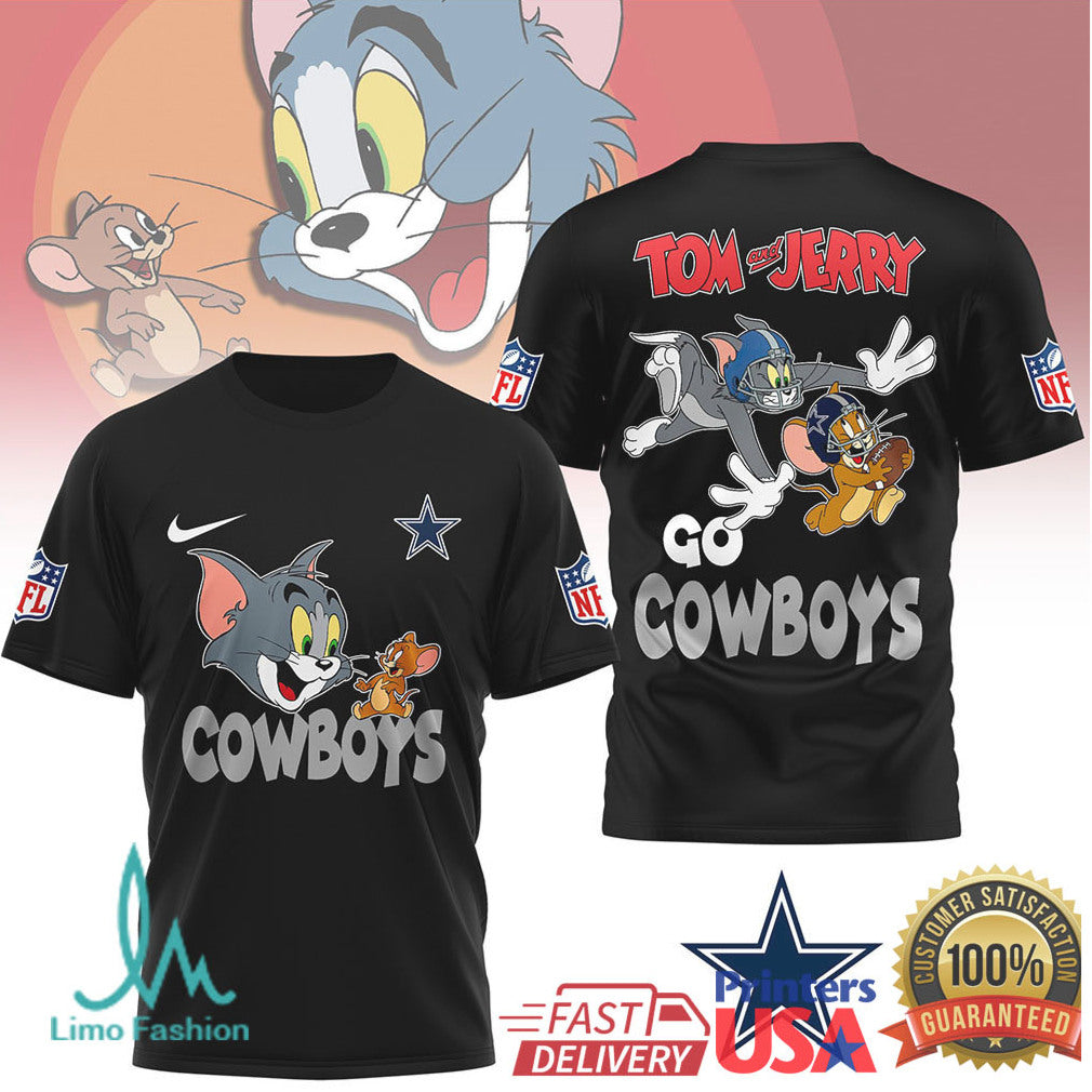 Tom and Jerry x Dallas Cowboys NFL “America's Team” Cartoon Shirt - Limotees LLC