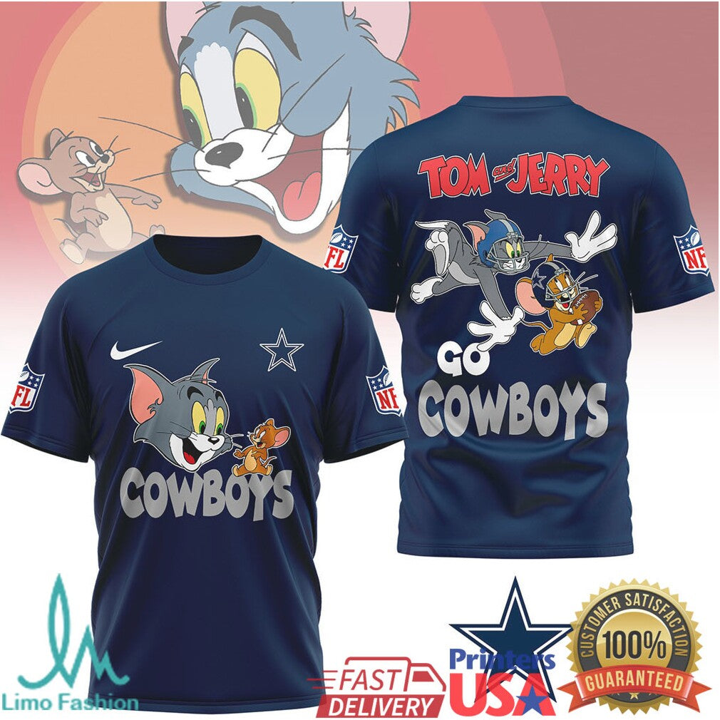 Tom and Jerry x Dallas Cowboys NFL “America's Team” Cartoon Shirt - Limotees LLC