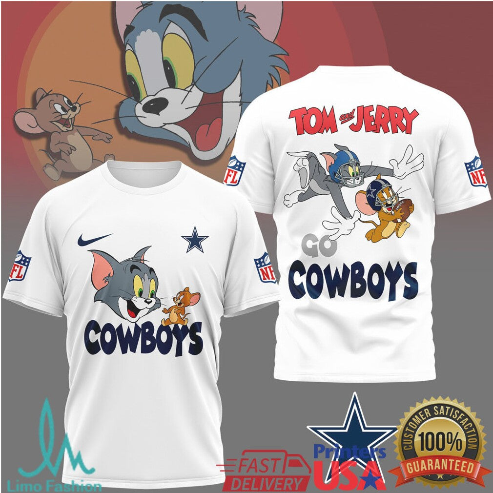 Tom and Jerry x Dallas Cowboys NFL “America's Team” Cartoon Shirt - Limotees LLC