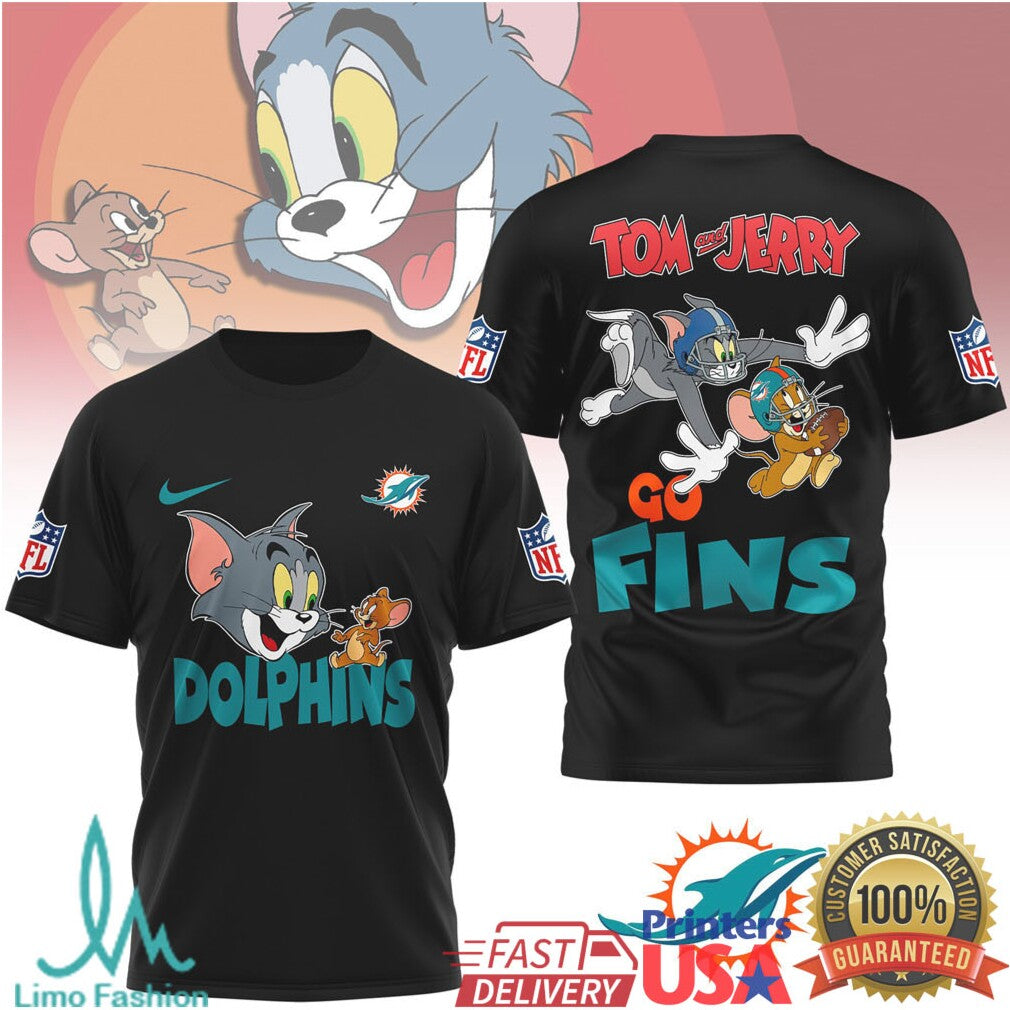 Tom and Jerry x Miami Dolphins NFL “Go Fins” Sports Apparel - Limotees LLC