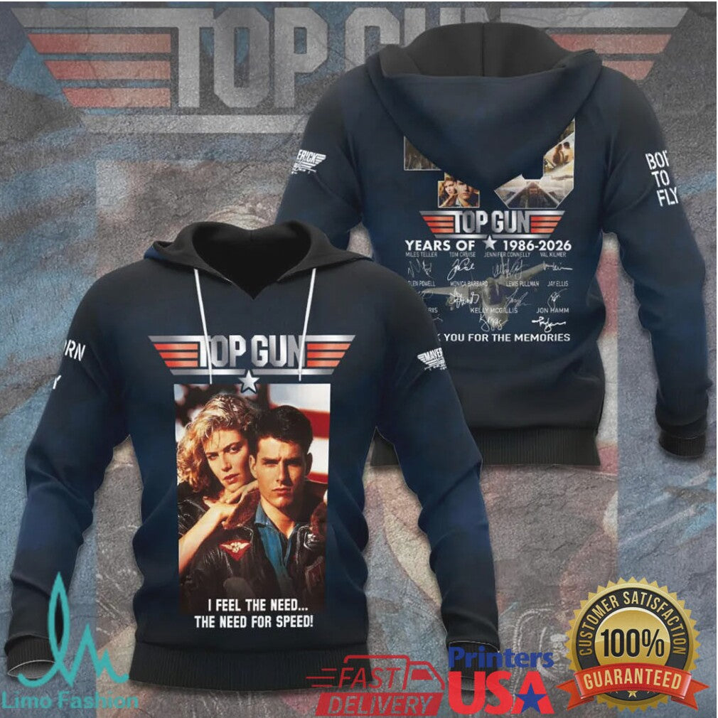 Top Gun 40 Years 1986 2026 Thank You For The Memories Signatures Photo T Shirt