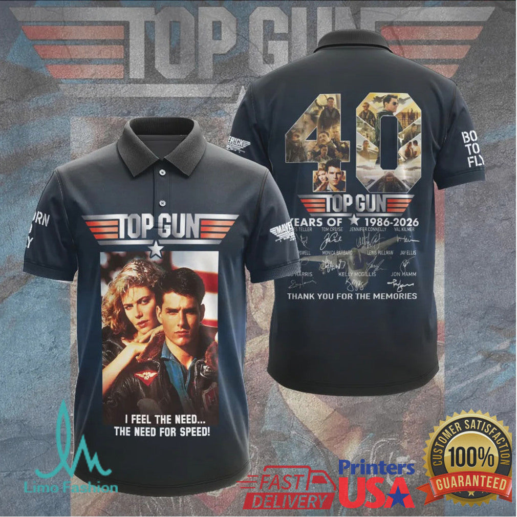 Top Gun 40 Years 1986 2026 Thank You For The Memories Signatures Photo T Shirt