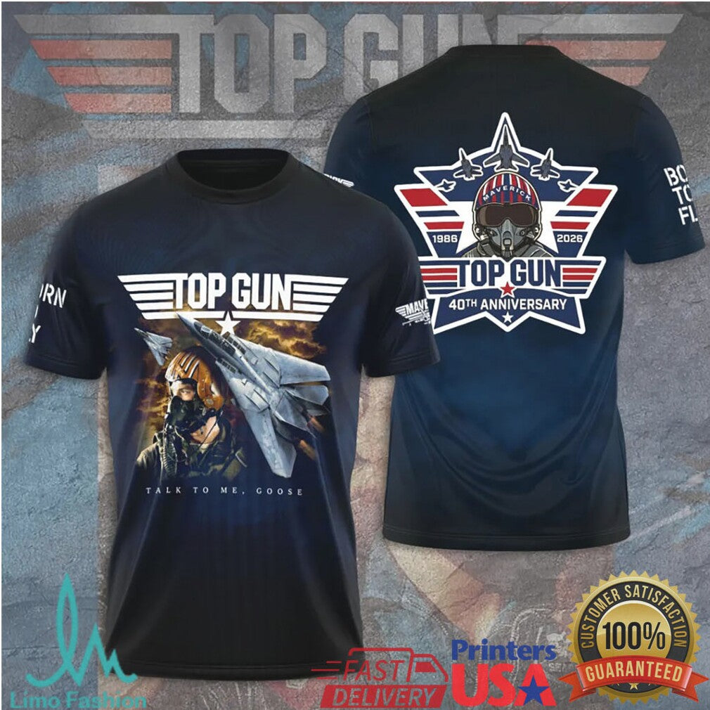 Top Gun 40th Anniversary 1986 2026 “Talk To Me Goose” Maverick F 14 Tomcat T Shirt - Limotees LLC