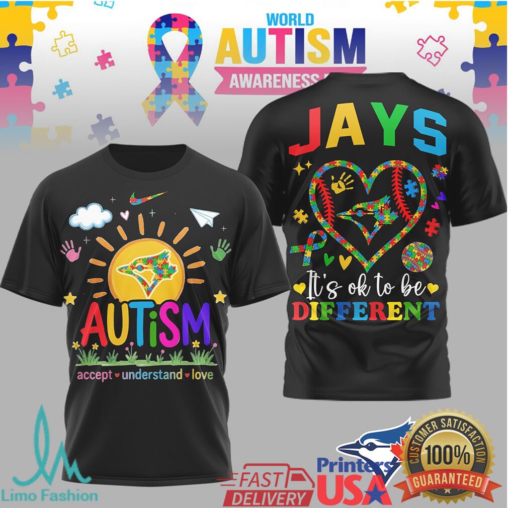 Toronto Blue Jays MLB Autism Awareness It's Ok To Be Different T Shirt - Limotees LLC