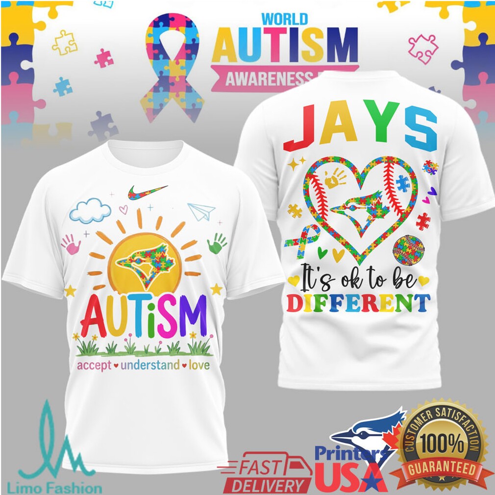 Toronto Blue Jays MLB Autism Awareness It's Ok To Be Different T Shirt - Limotees LLC