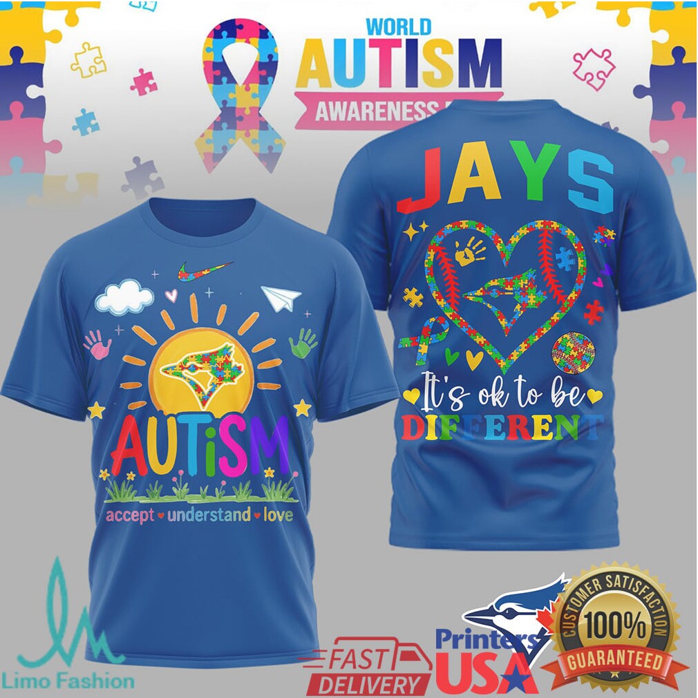 Toronto Blue Jays World Autism Awareness It's OK To Be Different T Shirt - Limotees LLC