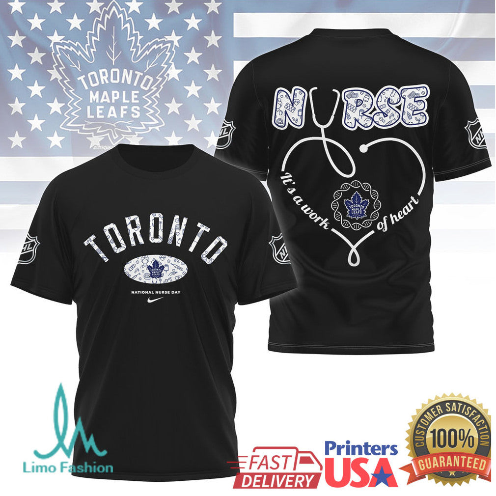 Toronto Maple Leafs Nursing T Shirt NHL National Nurse Day Heart Stethoscope T Shirt - Limotees LLC