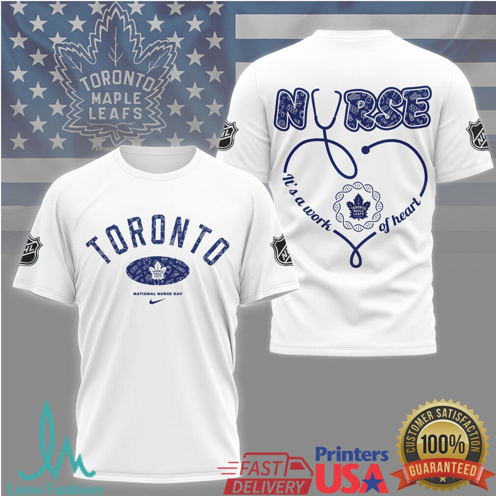 Toronto Maple Leafs Nursing T Shirt NHL National Nurse Day Heart Stethoscope T Shirt - Limotees LLC