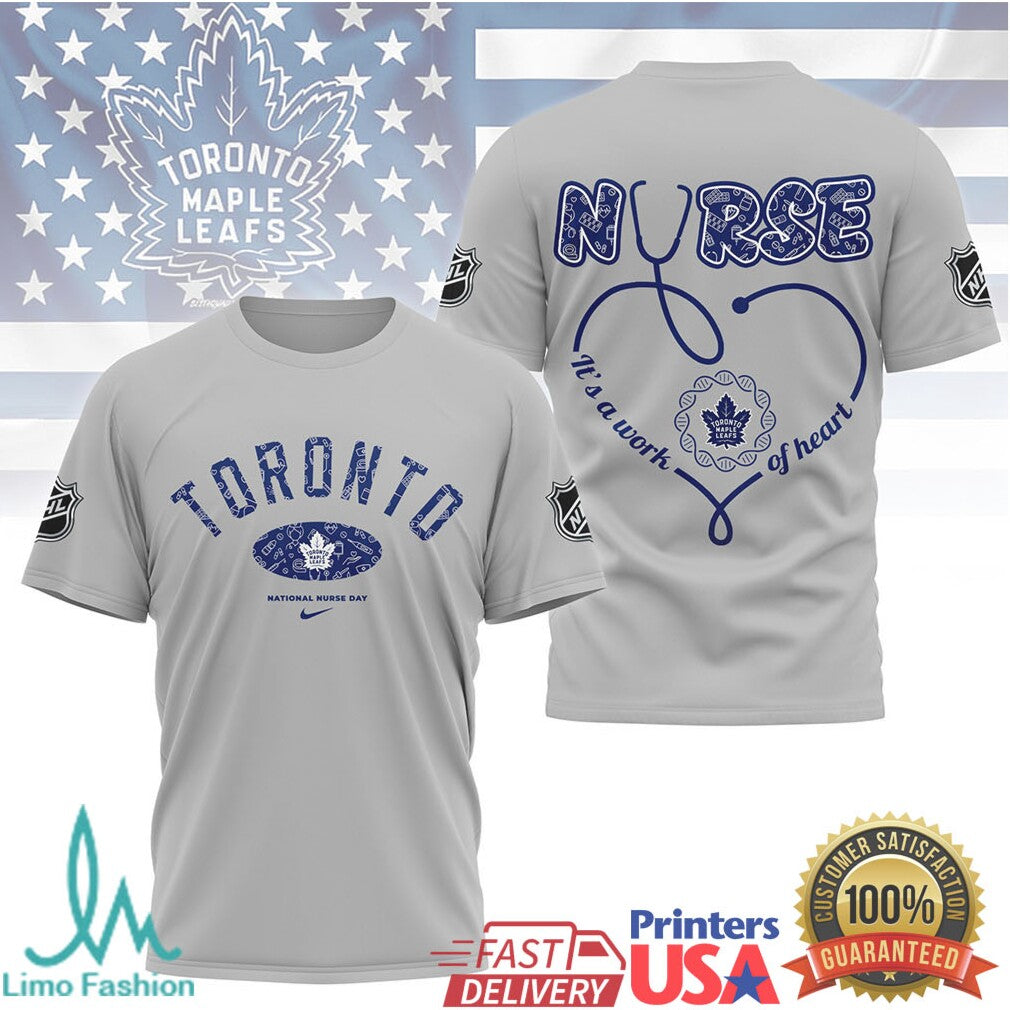 Toronto Maple Leafs Nursing T Shirt NHL National Nurse Day Heart Stethoscope T Shirt - Limotees LLC