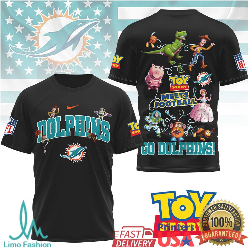 Toy Story Meets Football Miami Dolphins Custom Graphic T Shirt - Limotees LLC