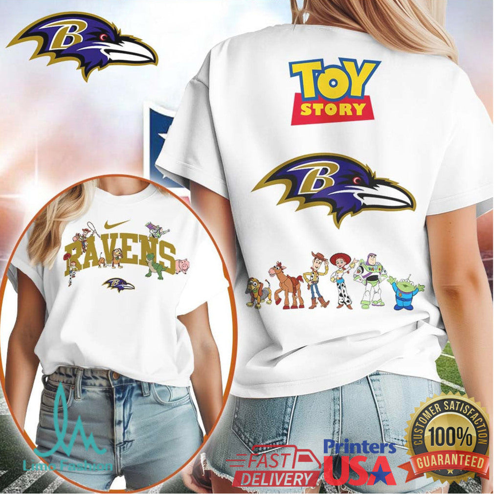 Toy Story x Baltimore Ravens NFL Graphic Shirt Woody & Buzz Friends Design - Limotees LLC