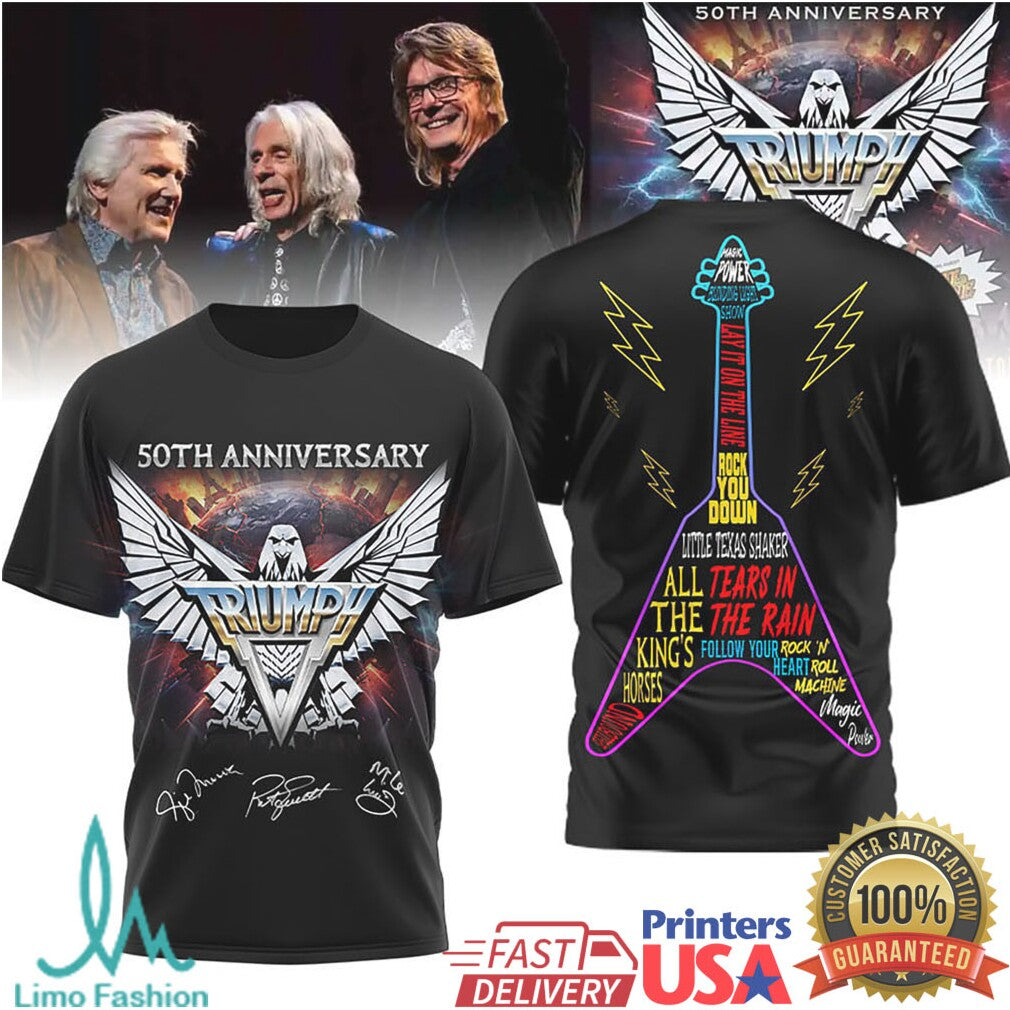 Triumph Band 50th Anniversary Rock Guitar Graphic T Shirt - Limotees LLC