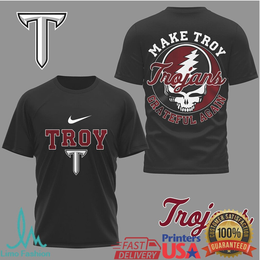 Troy Trojans Grateful Dead Steal Your Face Custom Sportswear Tee - Limotees LLC