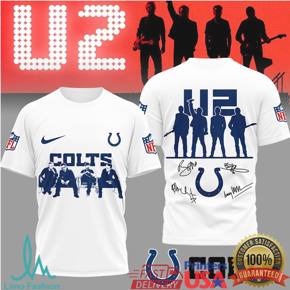U2 x Indianapolis Colts NFL Fan Tribute T Shirt Band & Team Mashup - Limotees LLC