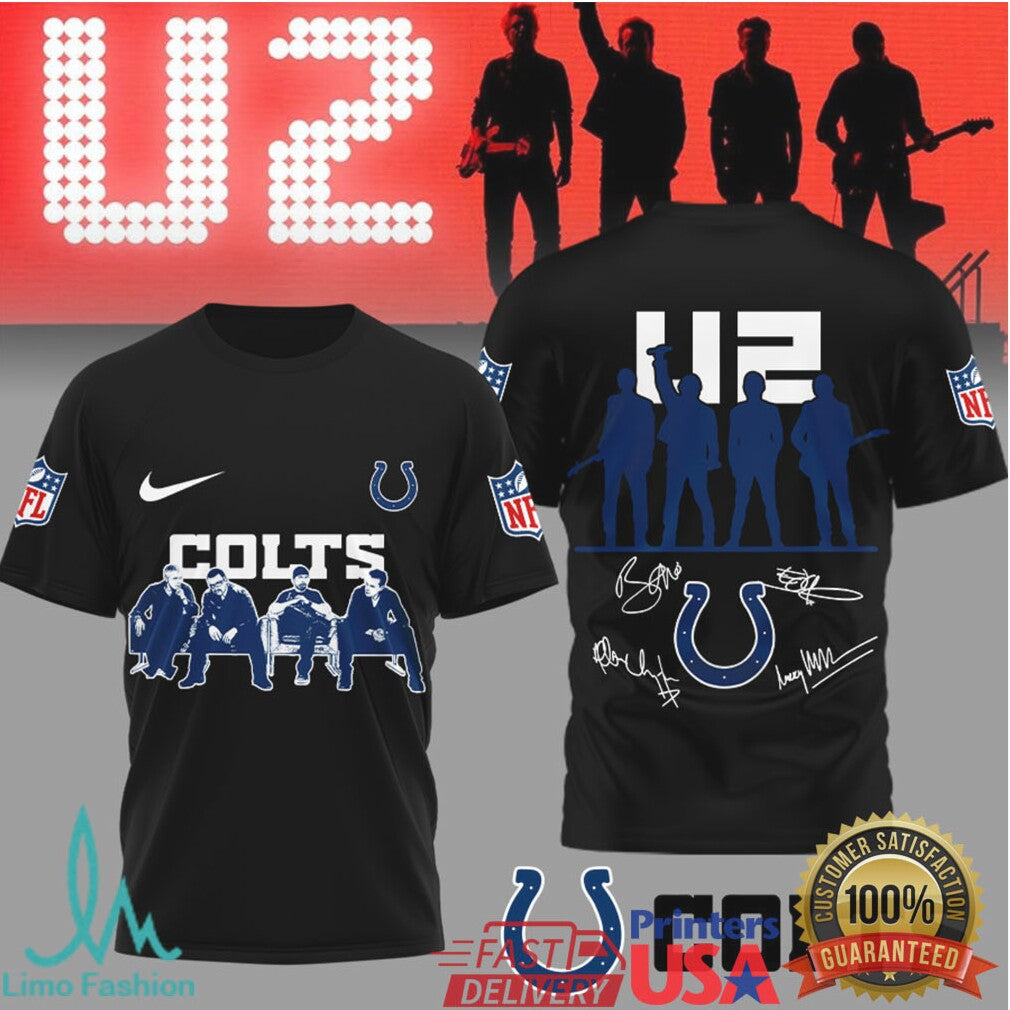 U2 x Indianapolis Colts NFL Fan Tribute T Shirt Band & Team Mashup - Limotees LLC