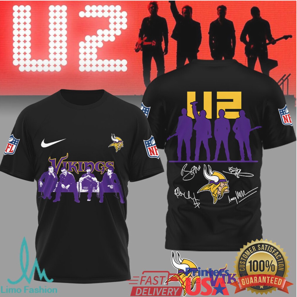 U2 x Minnesota Vikings NFL Fan Tribute T Shirt Band & Team Mashup - Limotees LLC