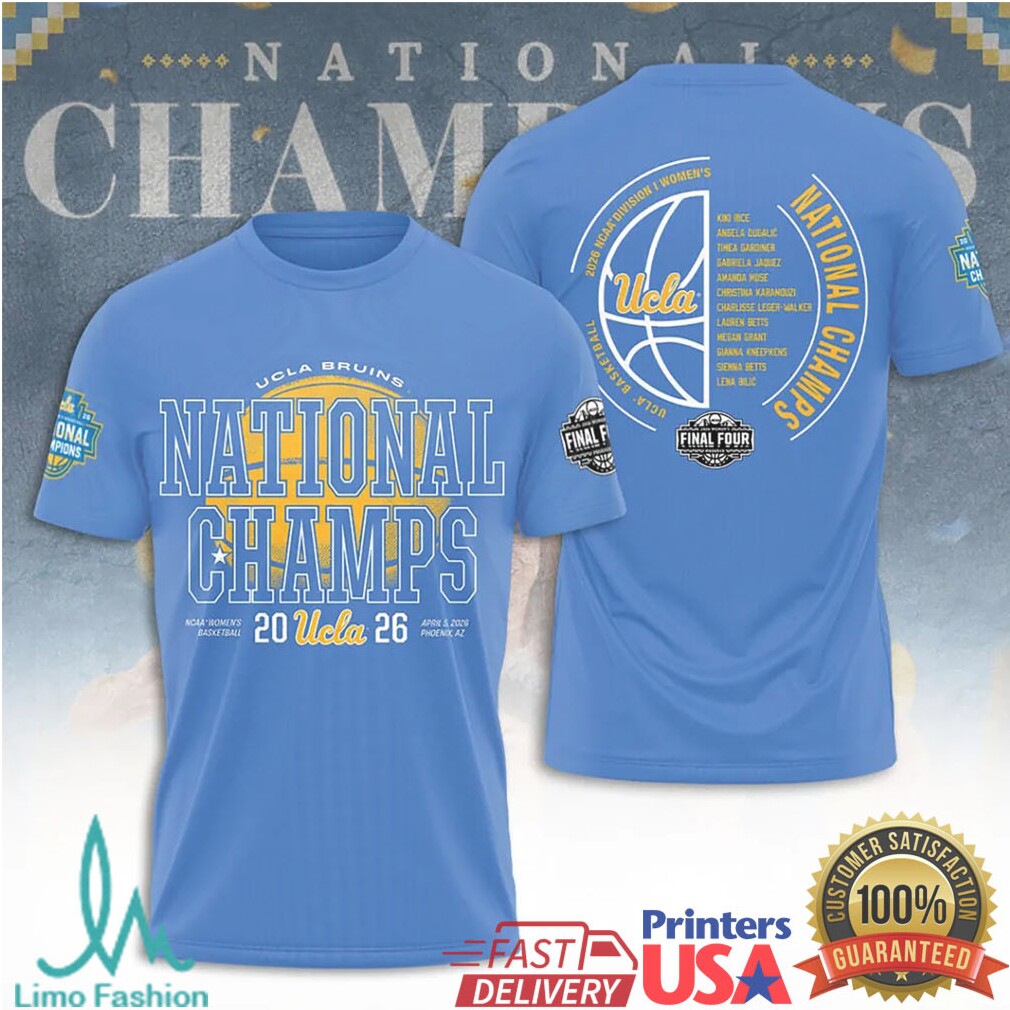 UCLA Bruins 2026 NCAA Women's Basketball National Champions Blue Final Four Fans Victory T Shirt - Limotees LLC