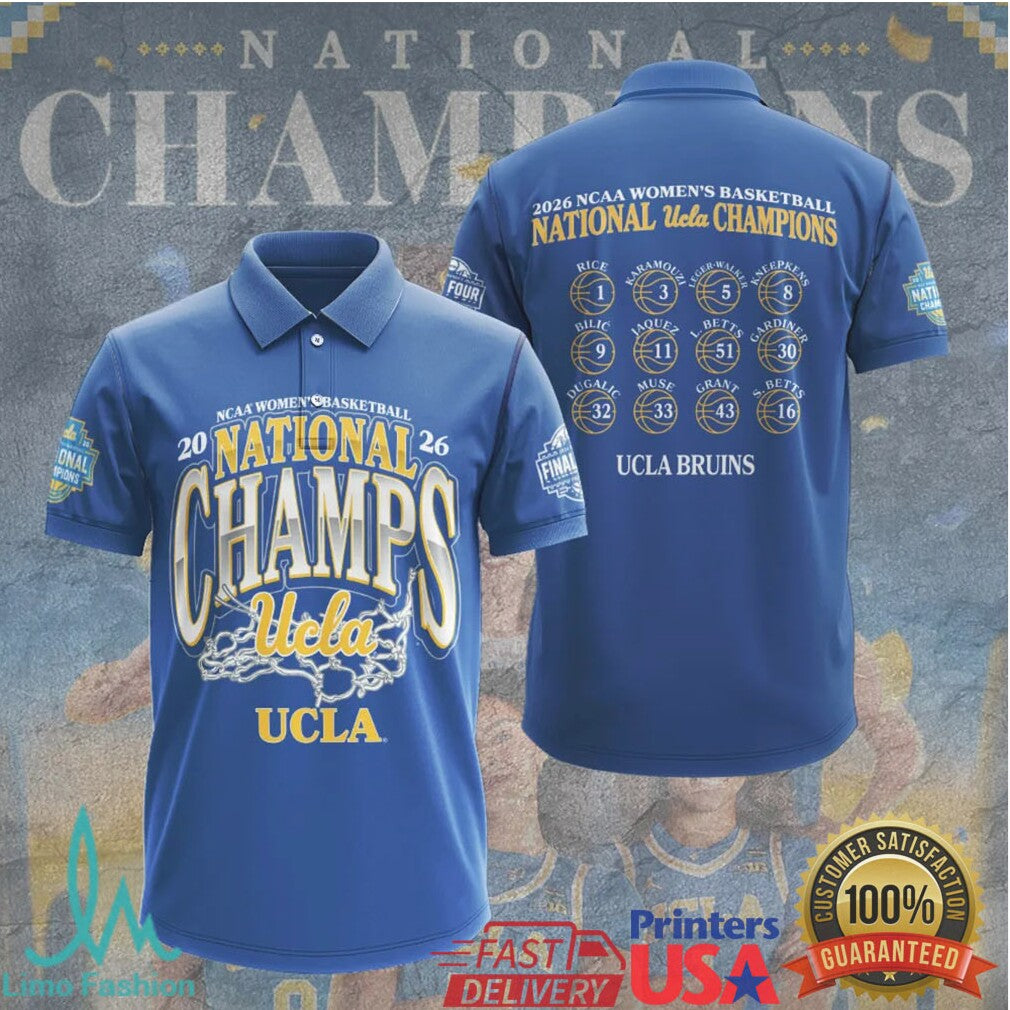 UCLA Bruins 2026 NCAA Women's Basketball National Champions Blue Net Victory Final Four T Shirt - Limotees LLC