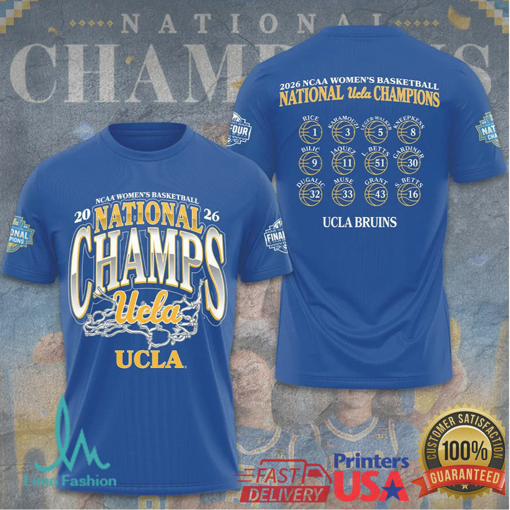 UCLA Bruins 2026 NCAA Women's Basketball National Champions Blue Net Victory Final Four T Shirt - Limotees LLC