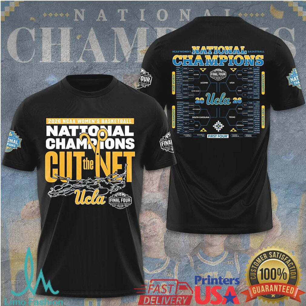UCLA Bruins 2026 NCAA Women's Basketball National Champions Cut The Net Black Victory T Shirt - Limotees LLC