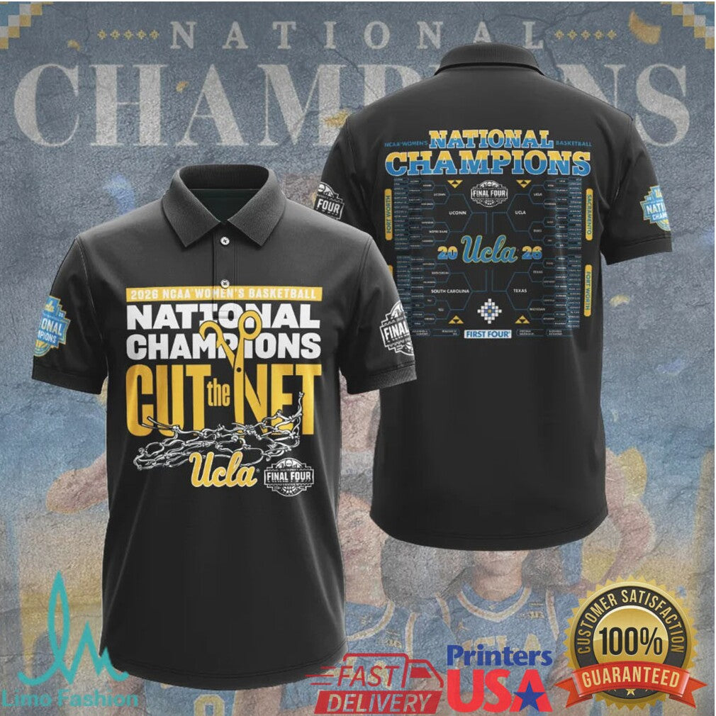 UCLA Bruins 2026 NCAA Women's Basketball National Champions Cut The Net Black Victory T Shirt - Limotees LLC